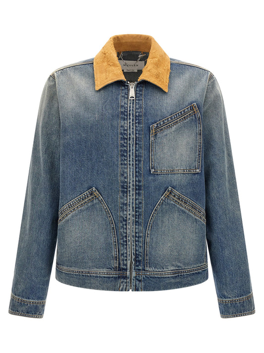 Alexander McQueen Blue Cotton Denim Jacket