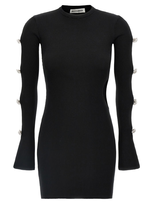 MACH & MACH Black Viscose Short Dress