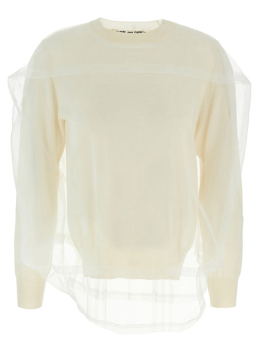 Comme Des Garçons White Wool Cardigan