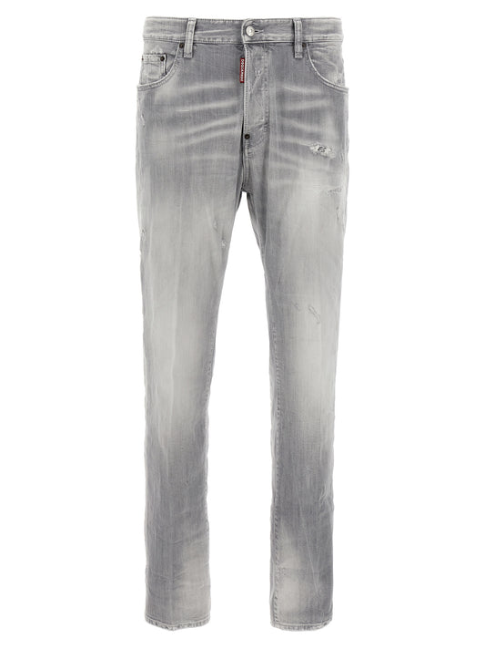 Dsquared² Gray Cotton Straight-Leg Jeans