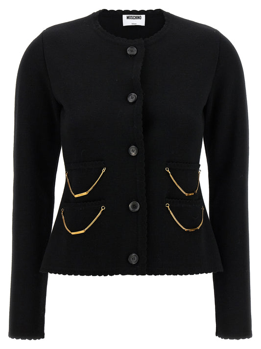Moschino Black Virgin Wool Cardigan