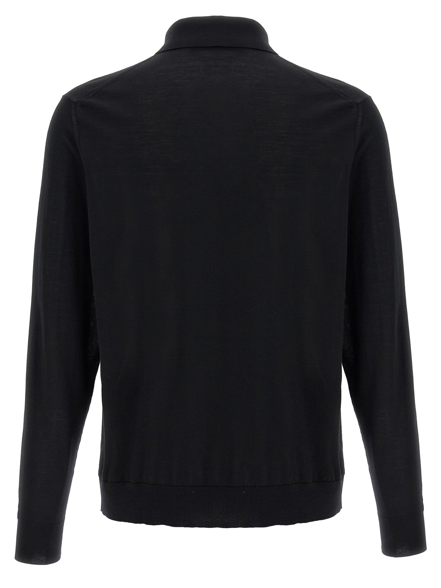 Kiton Black Wool Polo Shirt