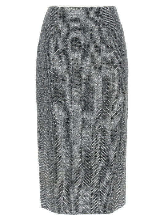 Ermanno Scervino Gray Silk Midi Skirt
