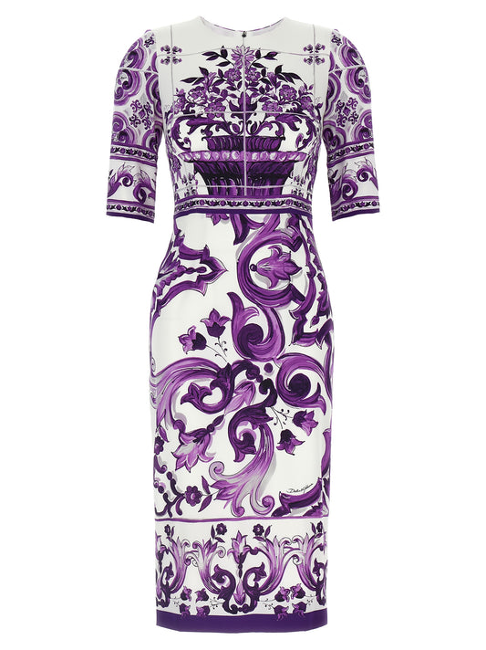 Dolce & Gabbana Purple Silk Midi Dress