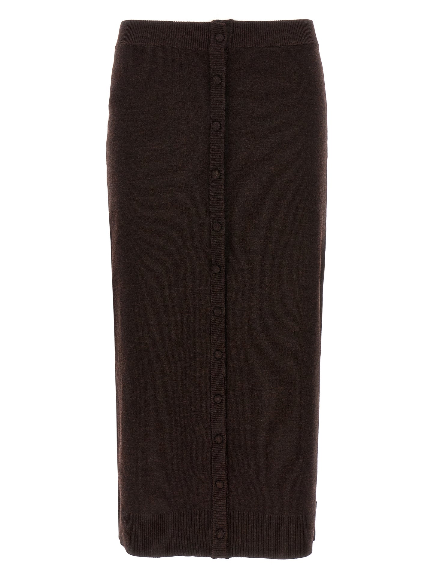 Victoria Beckham Brown Wool Midi Skirt