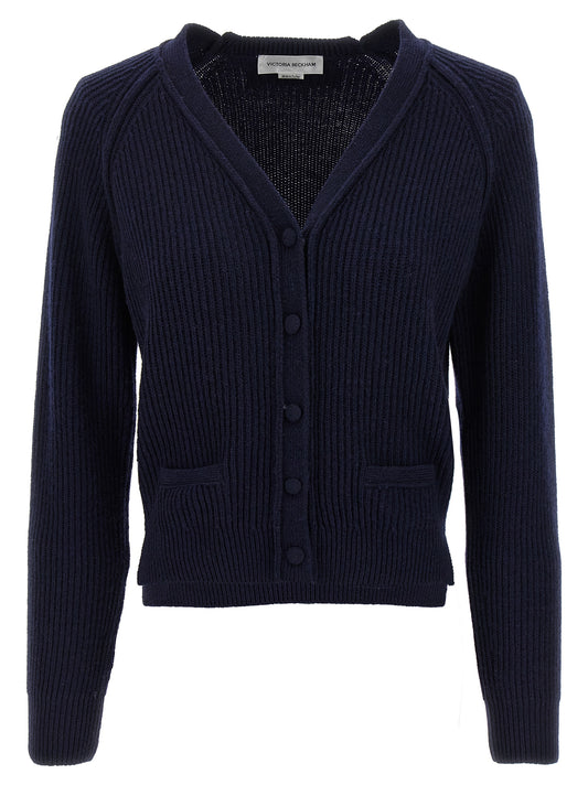 Victoria Beckham Blue Wool Cardigan