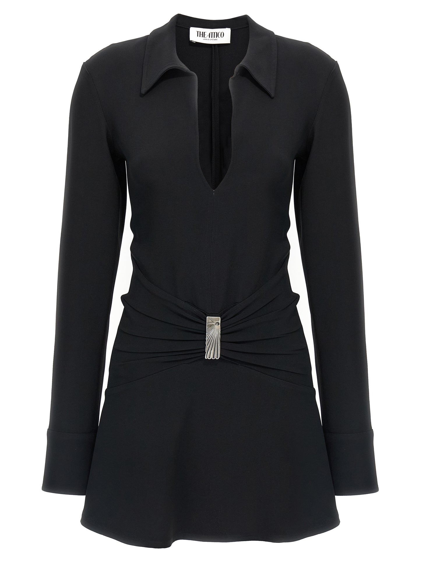 The Attico Black Marabou Short Dress