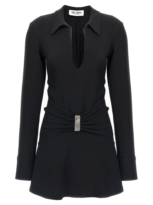 The Attico Black Marabou Short Dress