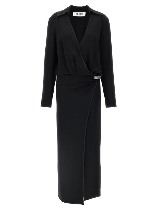 The Attico Black Marabou Midi Dress