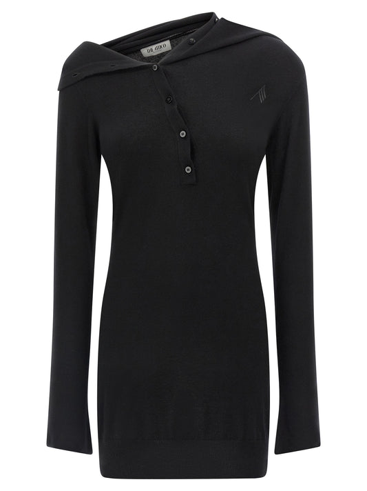 The Attico Black Virgin Wool Short Dress