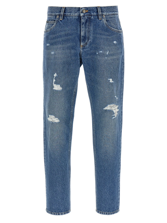 Dolce & Gabbana Blue Cotton Straight-Leg Jeans