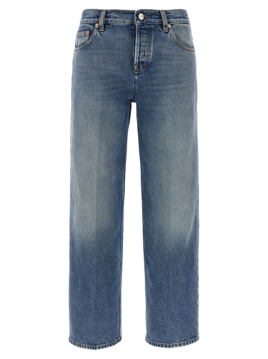 Gucci Blue Cotton Straight-Leg Jeans