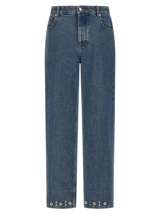 Valentino Garavani Blue Cotton Straight-Leg Jeans