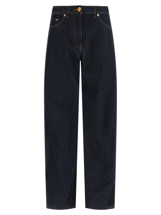 Versace Blue Cotton High-Waisted Jean