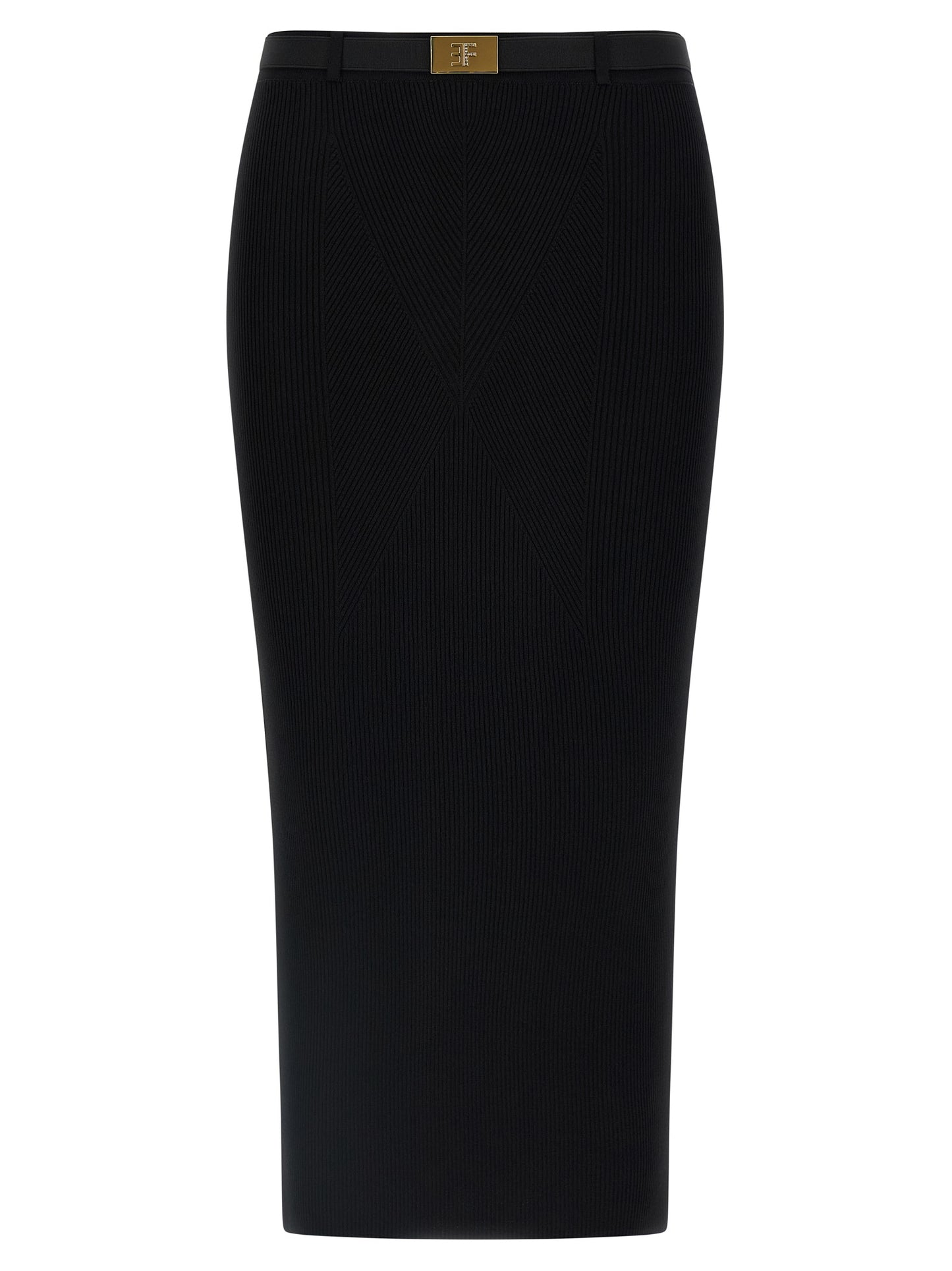 Elisabetta Franchi Black Viscose Midi Skirt