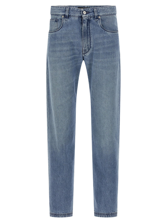 Fendi Blue Cotton Straight-Leg Jeans