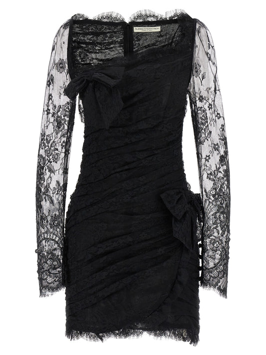 Alessandra Rich Black Organic Cotton Short Dress