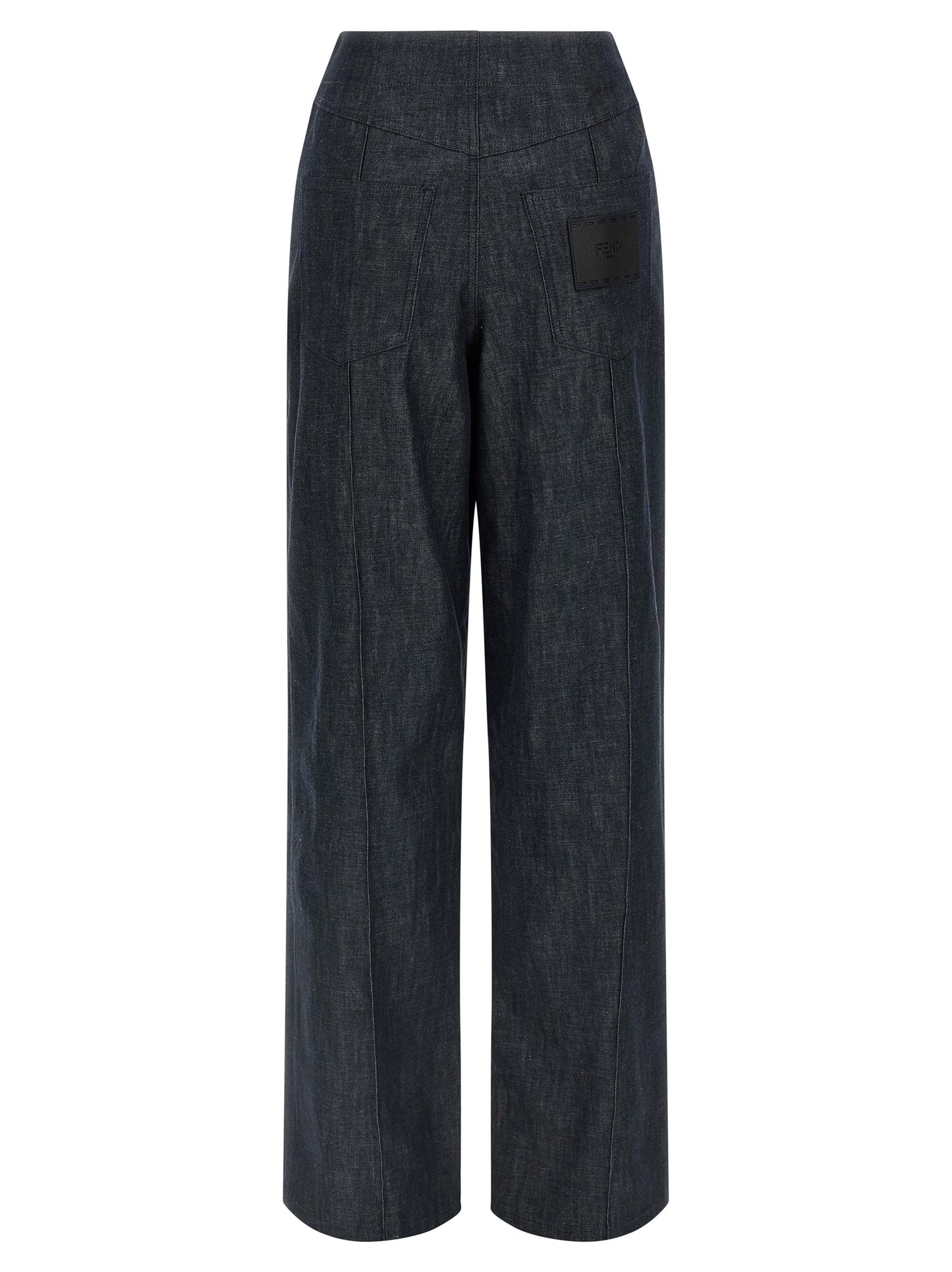 Fendi Blue Cotton High-Waisted Jean