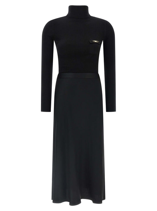 Elisabetta Franchi Black Lycra Midi Dress