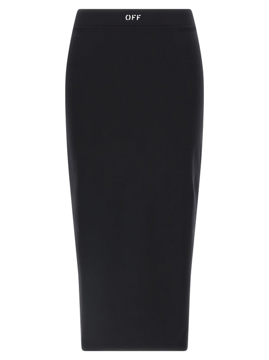 Off-White Black Polyamide Midi Skirt