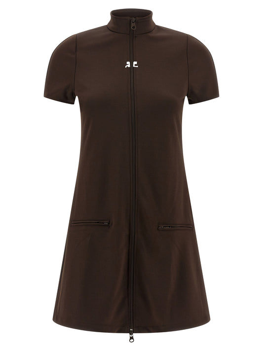 Courrèges Brown Polyester Short Dress