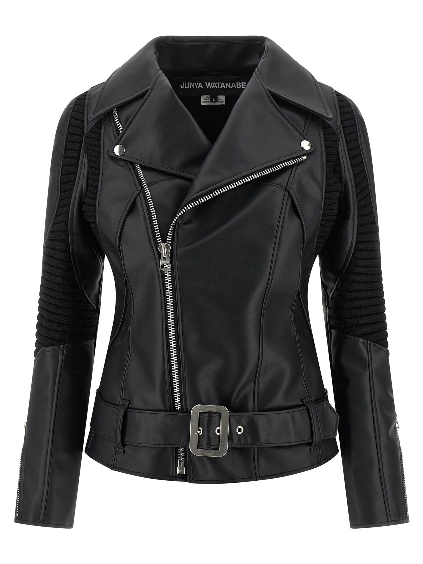 Junya Watanabe Black Artificial Leather Biker Jacket