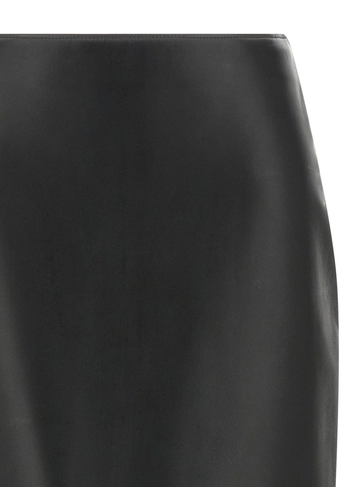 Fendi Black Lamb Leather Midi Skirt