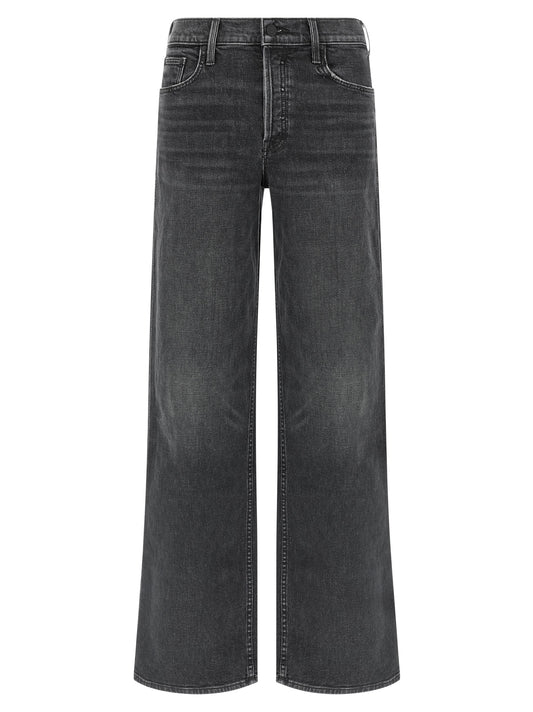 Mother Denim Black Cotton Straight-Leg Jeans