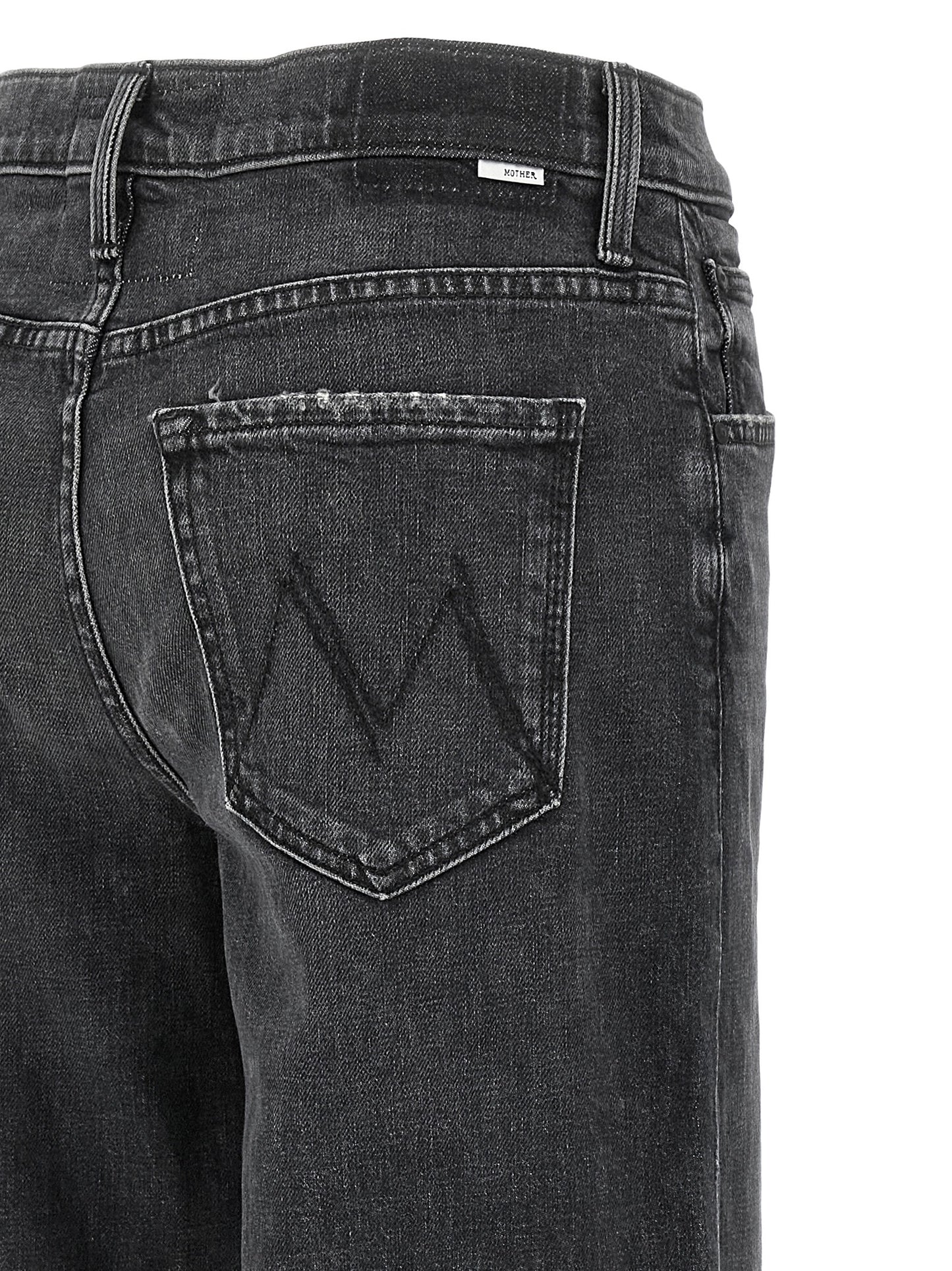Mother Denim Black Cotton Straight-Leg Jeans