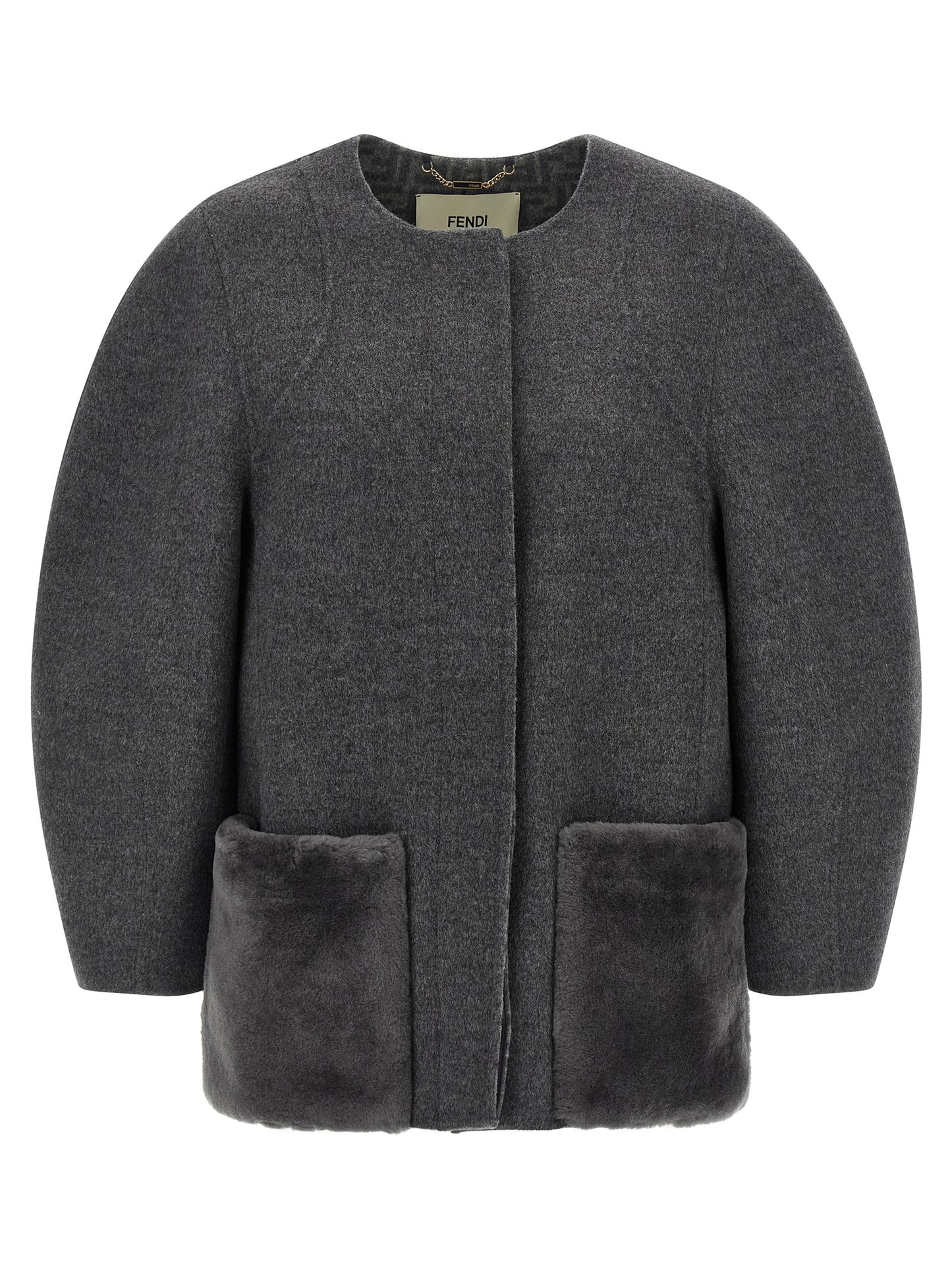 Fendi Gray Virgin Wool Coat