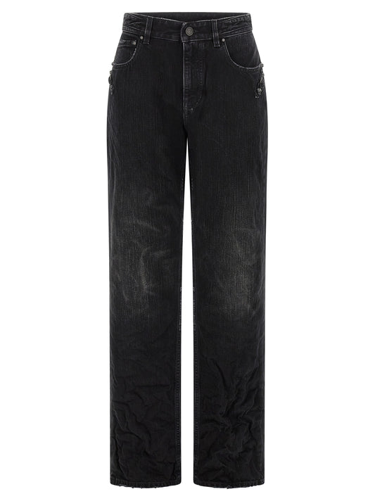 Balenciaga Black Cotton Straight-Leg Jeans