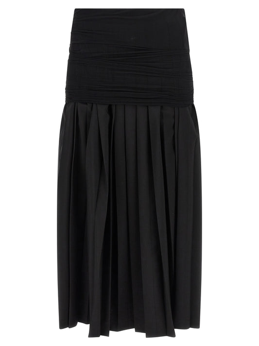 MM6 Maison Margiela Black Polyester Midi Skirt