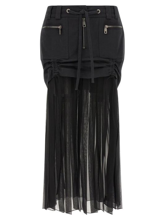 Dolce & Gabbana Black Silk Midi Skirt