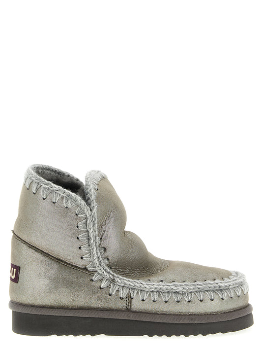 Mou Silver Lambskin Ankle Boots