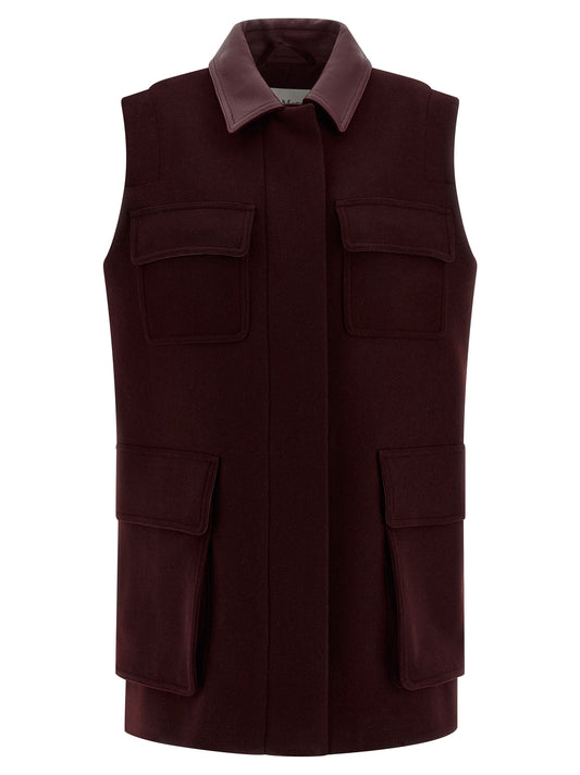 Max Mara Bordeaux Virgin Wool Sleeveless Jacket