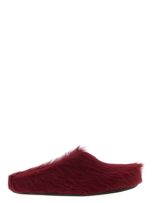 Marni Bordeaux Calfskin Clogs