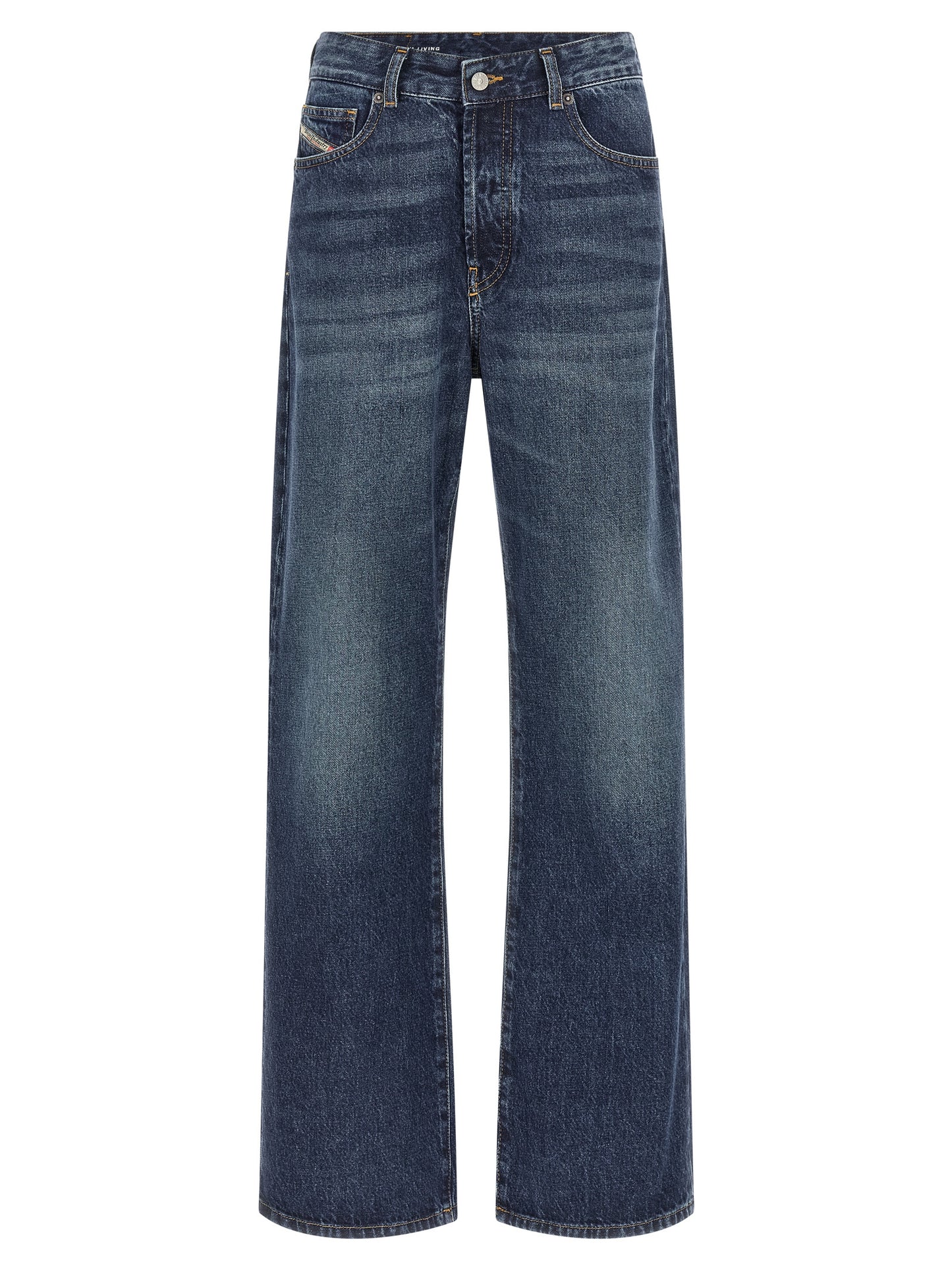Diesel Blue Cotton Straight-Leg Jeans