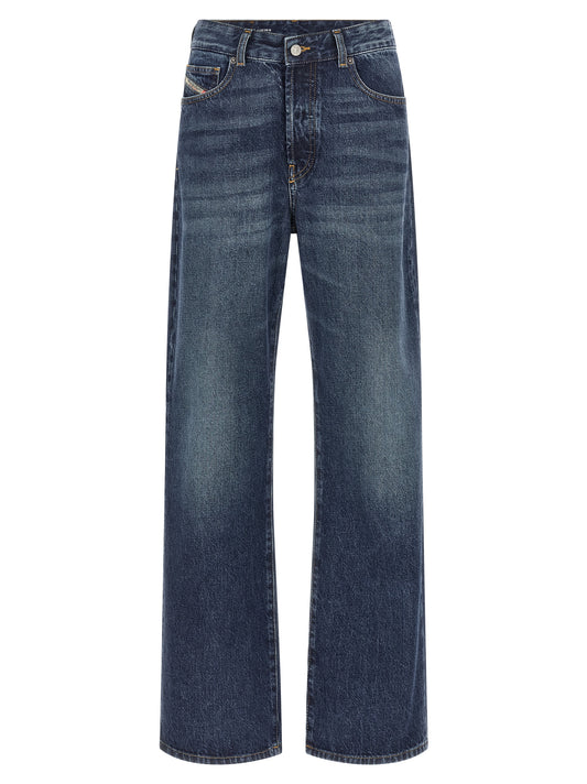 Diesel Blue Cotton Straight-Leg Jeans