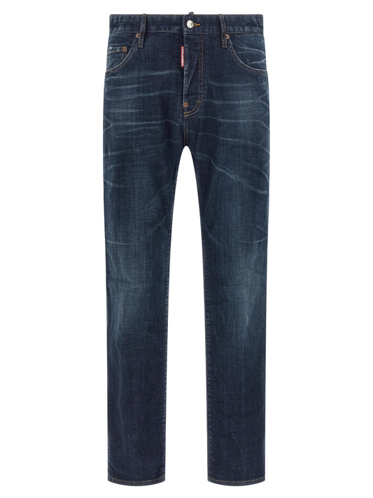 Dsquared² Blue Cotton Straight-Leg Jeans