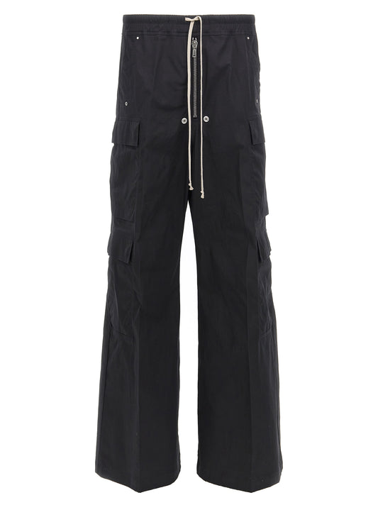 Rick Owens Black Cotton Cargo Pants