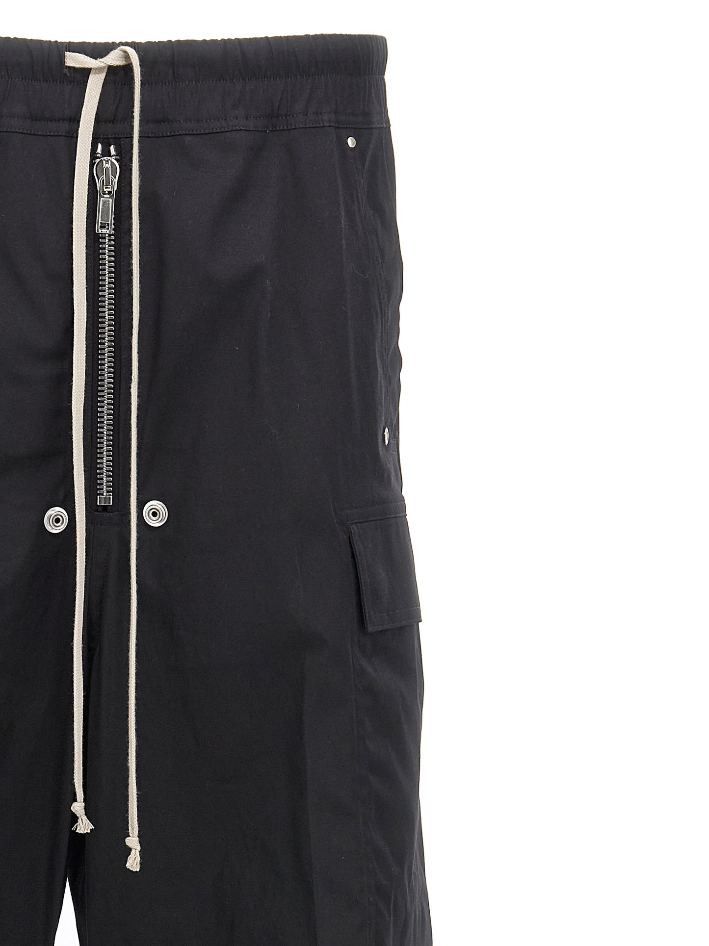 Rick Owens Black Cotton Cargo Pants