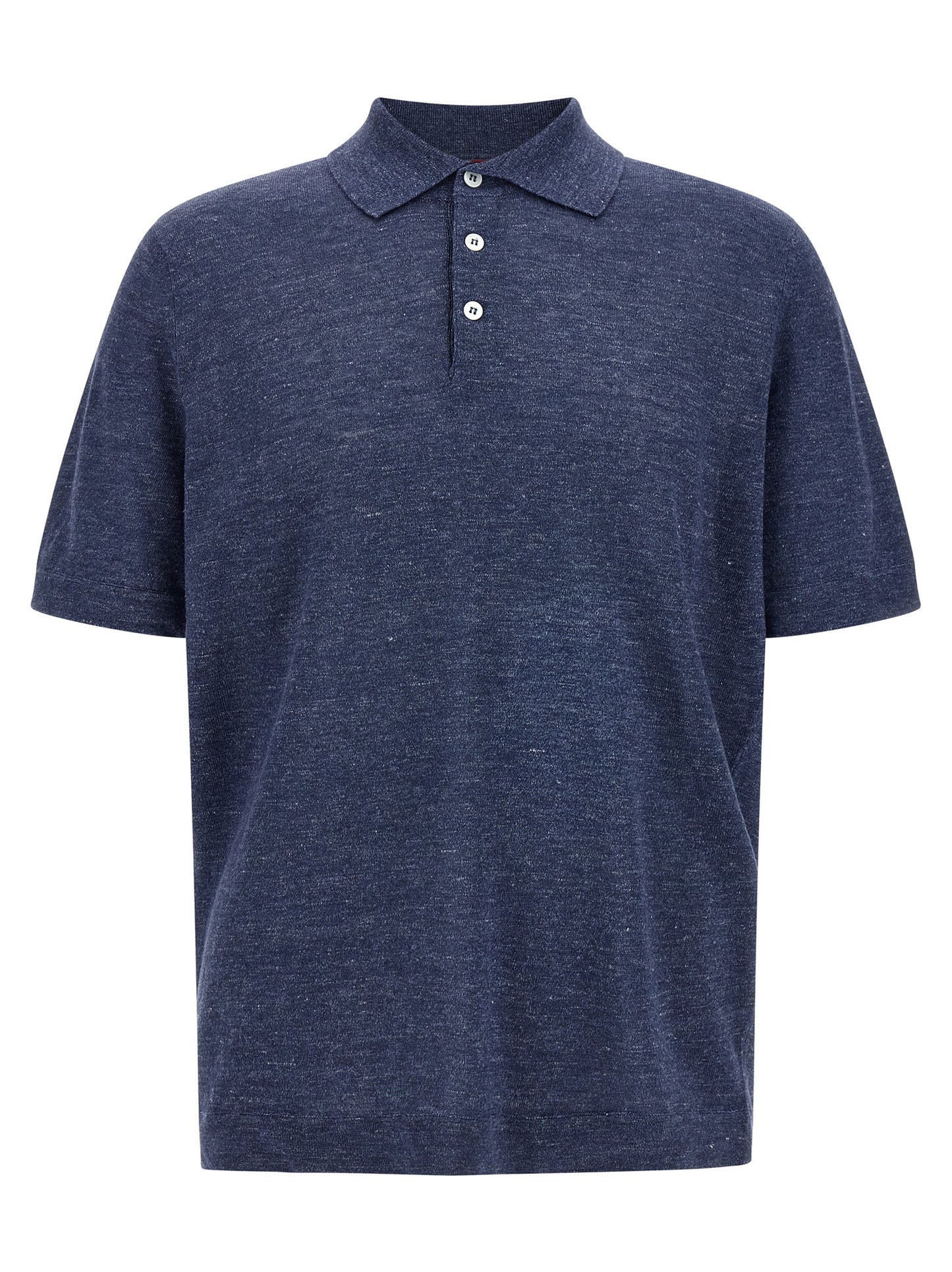 Brunello Cucinelli Blue Linen Polo Shirt