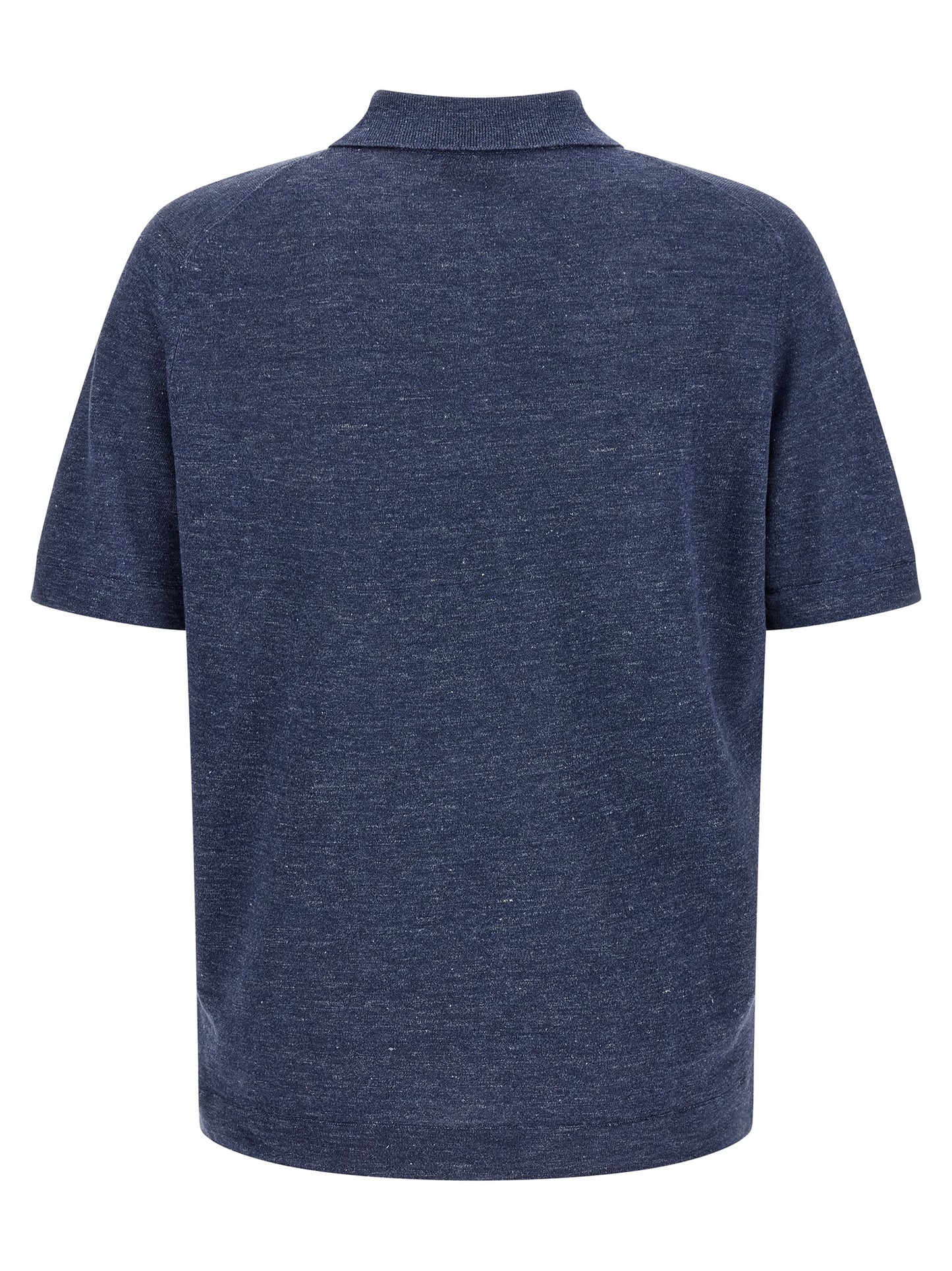 Brunello Cucinelli Blue Linen Polo Shirt