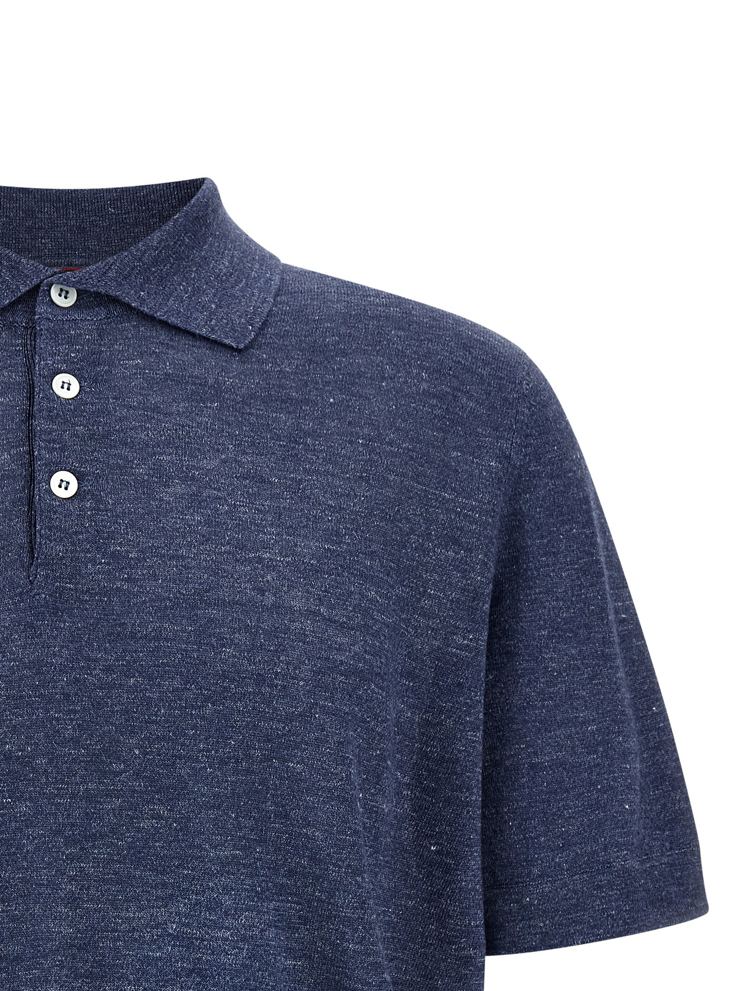 Brunello Cucinelli Blue Linen Polo Shirt
