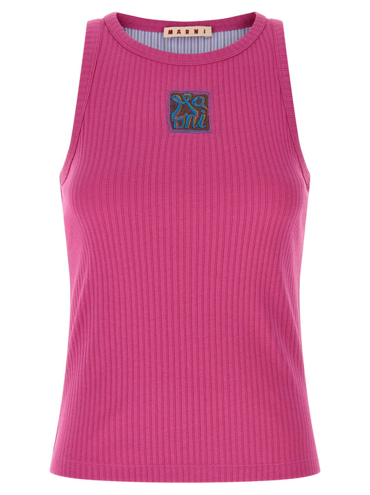 Marni Fuchsia Cotton Sleeveles T-Shirt