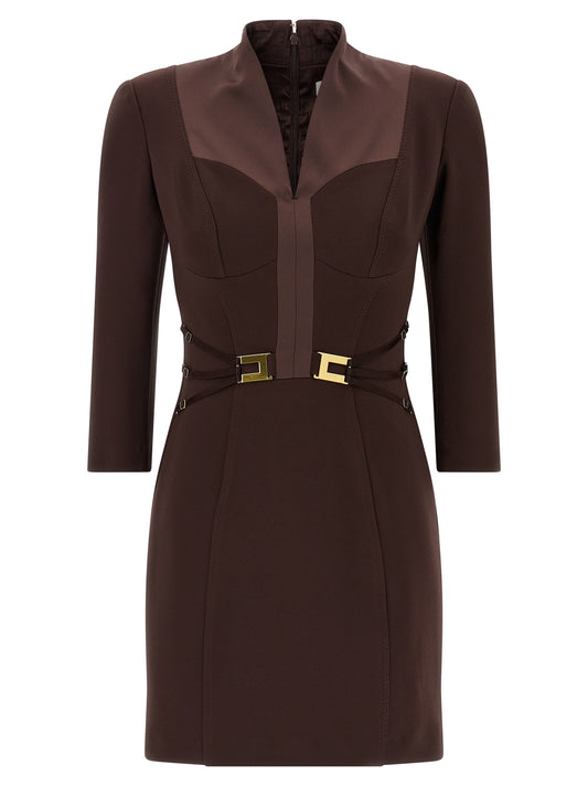 Elisabetta Franchi Brown Polyester Short Dress