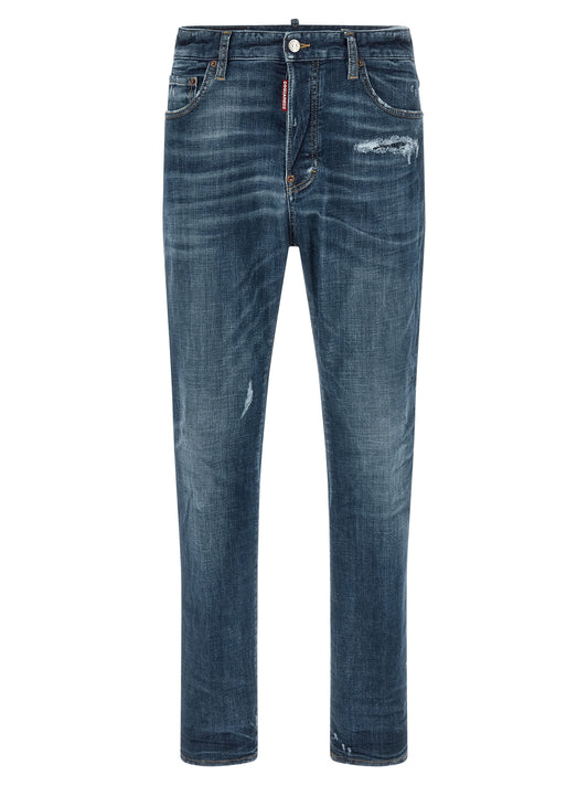 Dsquared² Blue Cotton Straight-Leg Jeans