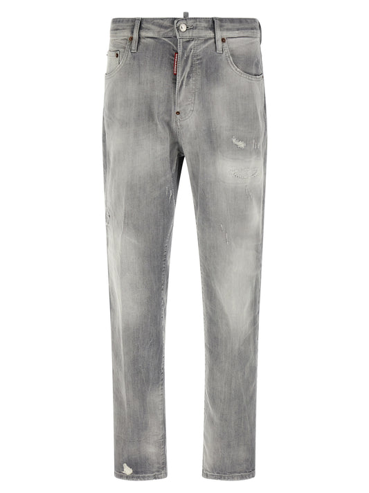 Dsquared² Gray Cotton Straight-Leg Jeans