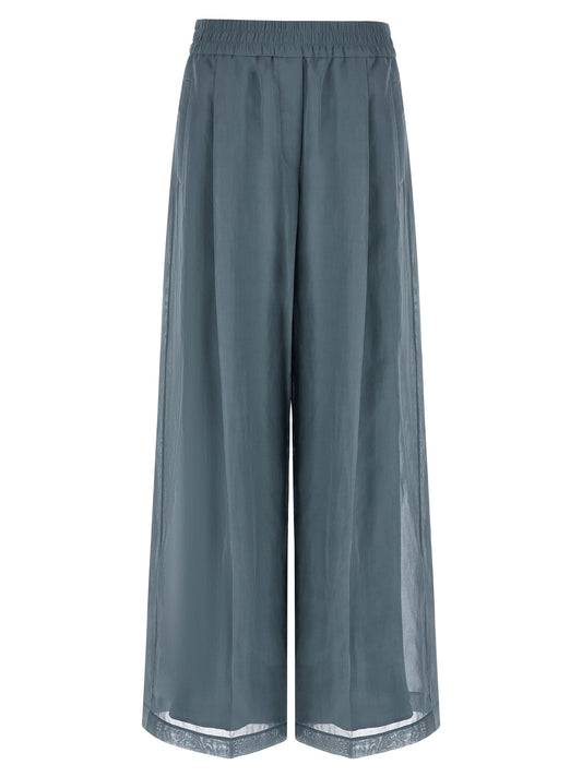 Brunello Cucinelli Blue Cotton Casual Pants