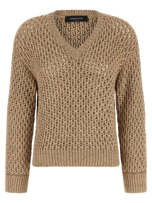 Fabiana Filippi Brown Cotton Cardigan